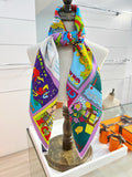 HERMES 26S PRINTED SQUARE SCARF 88 IN SILK 309943