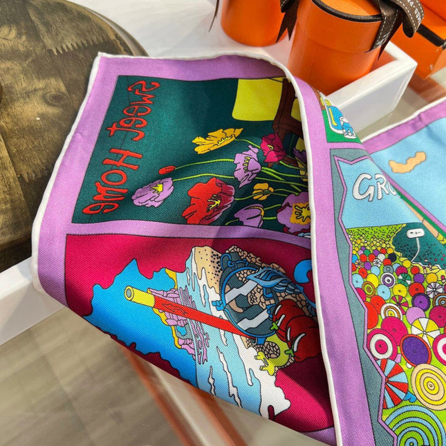 HERMES 26S PRINTED SQUARE SCARF 88 IN SILK 309943