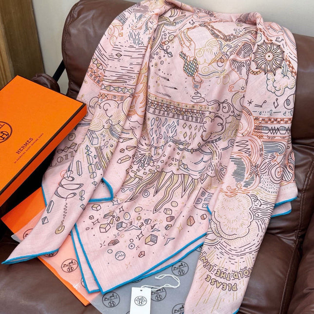 HERMES 26S PRINTED SQUARE SCARF 135 IN SILK 311975