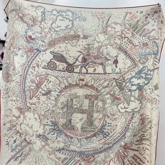 HERMES 26S PRINTED SQUARE  SCARF 135 IN SILK 311977