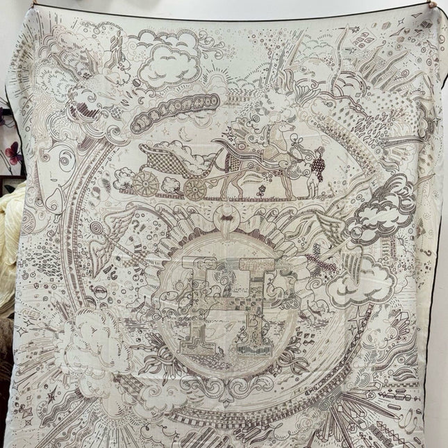 HERMES 26S PRINTED SQUARE SCARF 135 IN SILK 311978