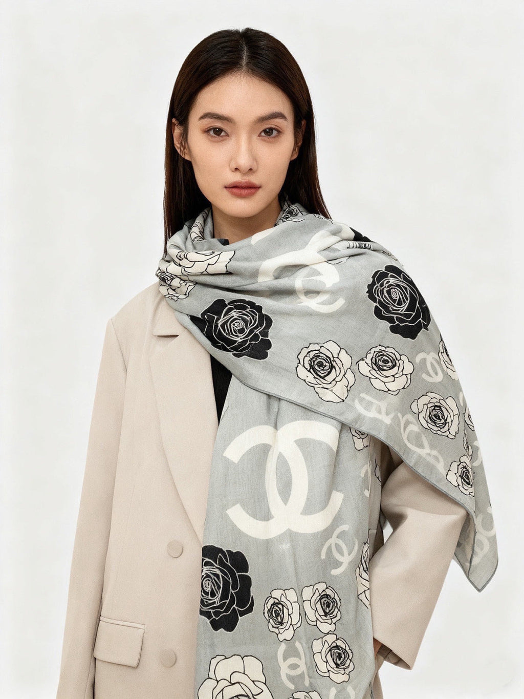 CHANEL 26S SCARF 140 IN SILK AND CASHMERE 313318