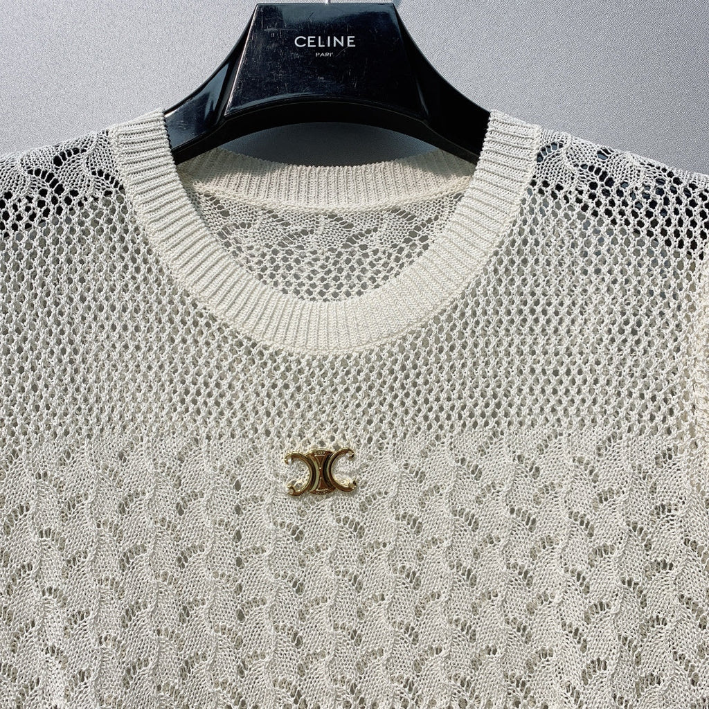 CELINE 26S LOGO SHORT SLEEVE KNITTED TOP 178