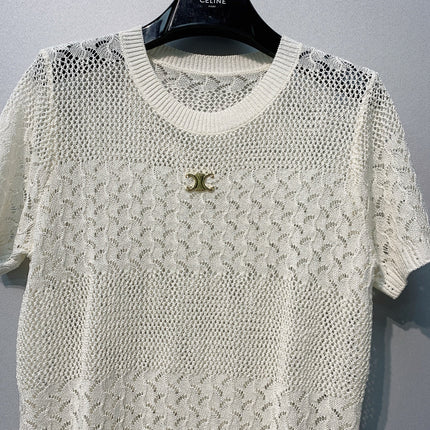 CELINE 26S LOGO SHORT SLEEVE KNITTED TOP 178