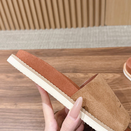 LP 26S SLIDES SANDAL IN BROWN SUEDE WITH LOGO