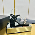 CC HIGH SANDAL 25S IN BLACK CALFSKIN