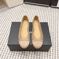 CHANEL 26S BALLET FLATS IN BEIGE MESH AND FABRIC