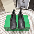 BOTTEGA VENETA 26S SQUARE-TOE FLATS IN BLACK TECHNICAL WOVEN LAMBSKIN