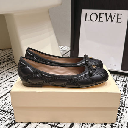 VALENTINO 26S QUILTED BALLET FLATS IN BLACK LAMBSKIN