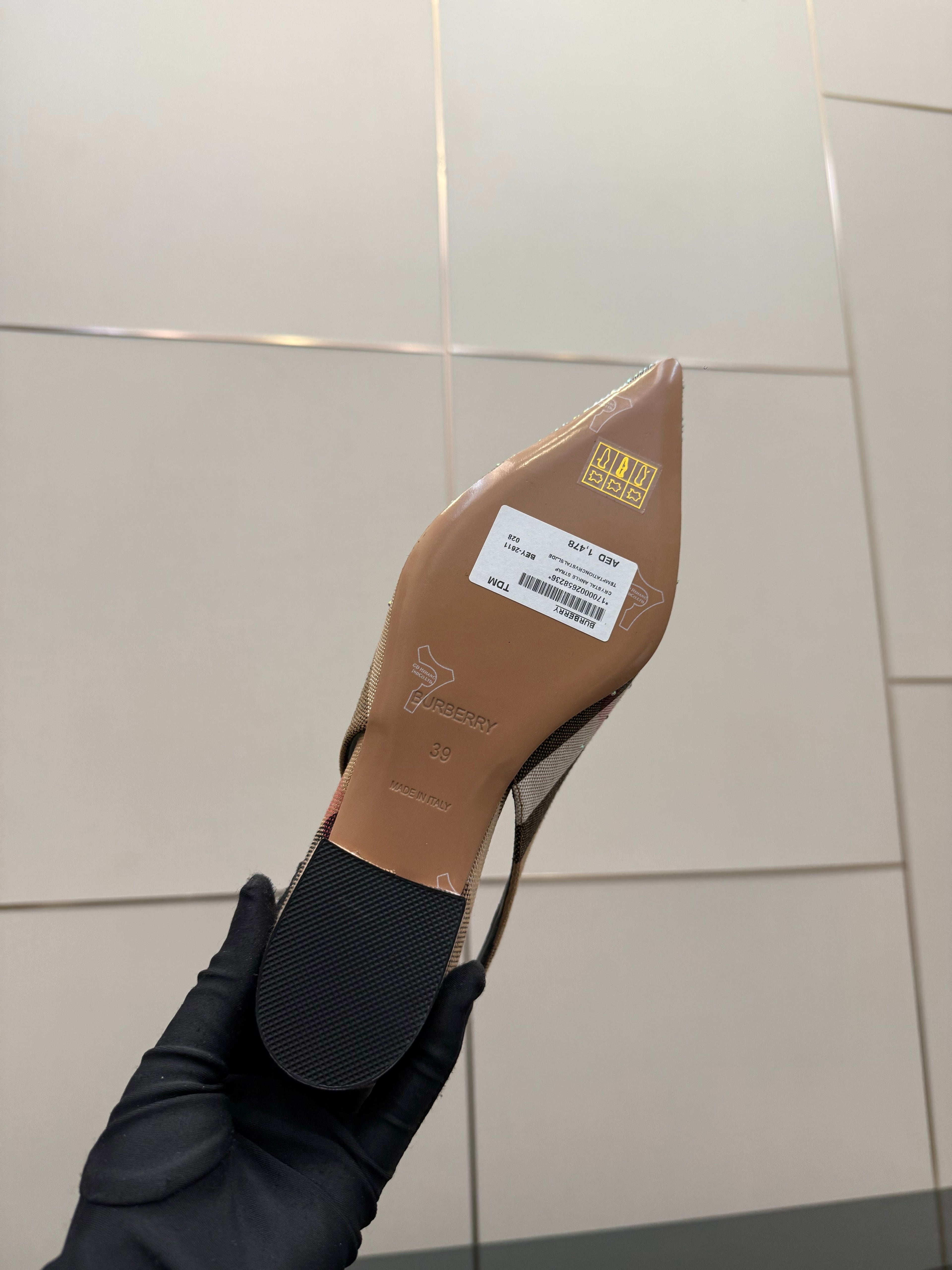 BURBERRY 26S SLINGBACK IN STRIPED COLOR COORDINATION FABRIC
