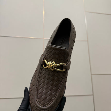 BOTTEGA VENETA 26S LOAFERS IN BROWN TECHNICAL WOVEN CALFSKIN STYLE 3