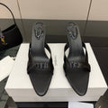 YSL 26S POINTED-TOE SANDALS 90 MM IN BLACK CALFSKIN