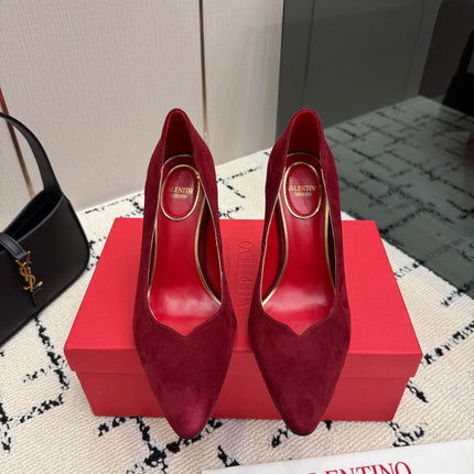VALENTINO 26S HIGH HEELS 100 MM IN DARK RED SUEDE