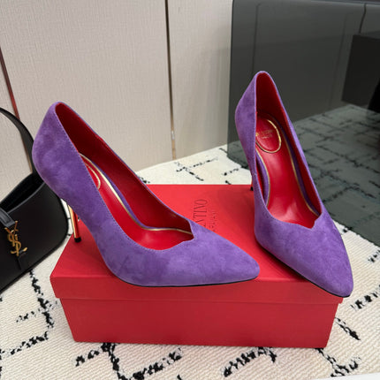 VALENTINO 26S HIGH HEELS 100 MM IN PURPLE SUEDE