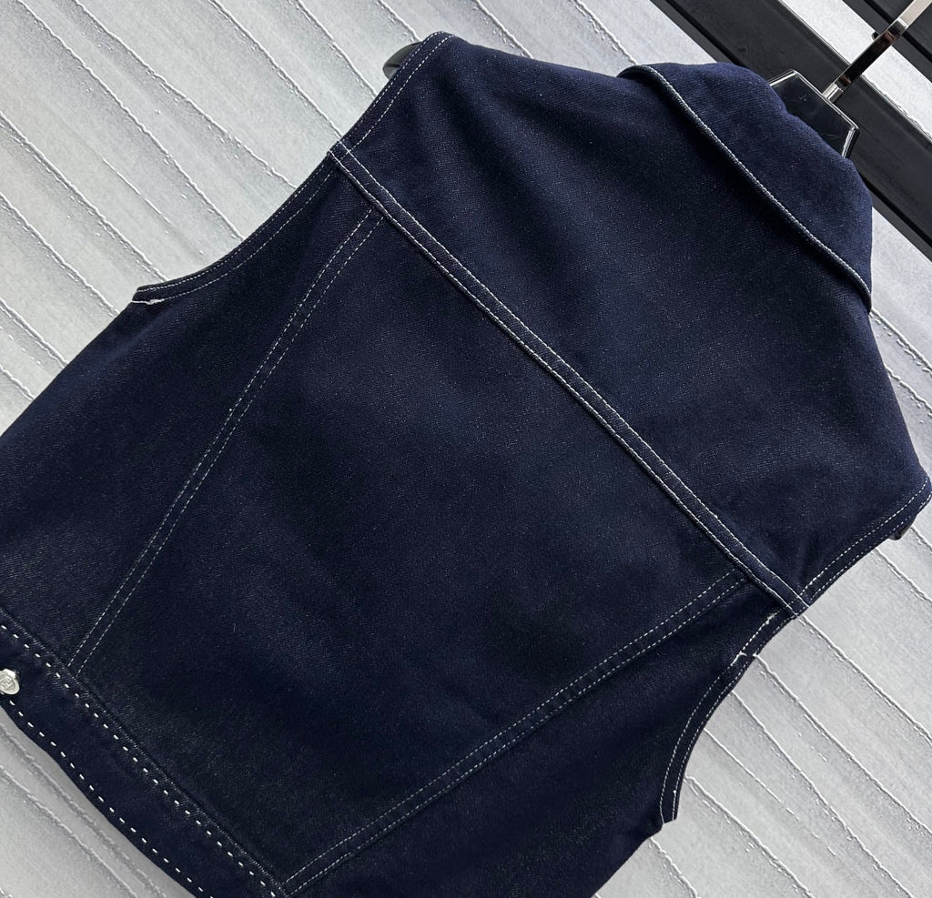 Fendi 25C Embroidered Denim Vest 228894