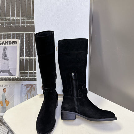 DIOR 25S BLACK HIGH BOOTS IN BLACK SUEDE