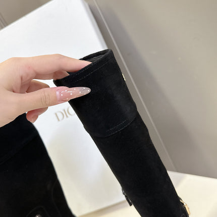 DIOR 25S BLACK HIGH BOOTS IN BLACK SUEDE