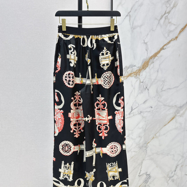 HERMES 25S SILK WIDE-LEG STRAIGHT PANTS 380