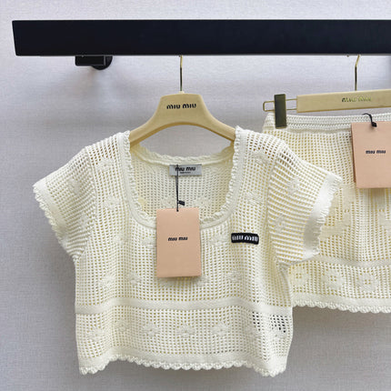 MIUMIU 26S KNIT TOP AND SKIRT SET STYLE 1042