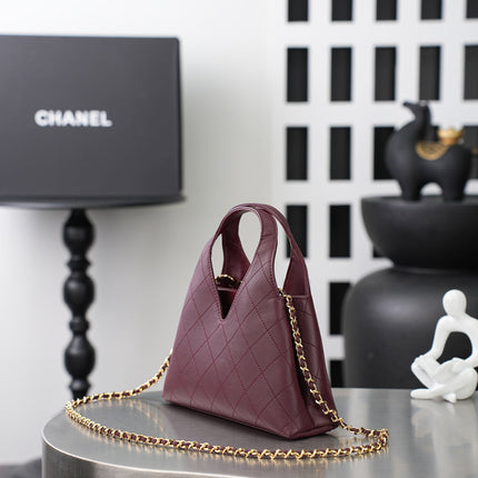CHANEL 26S SHOPPING BAG MEDIUM 23 IN BURGUNDY RED LAMBSKIN GOLD HARDWARE