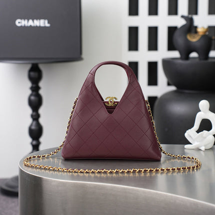 CHANEL 26S SHOPPING BAG MEDIUM 23 IN BURGUNDY RED LAMBSKIN GOLD HARDWARE