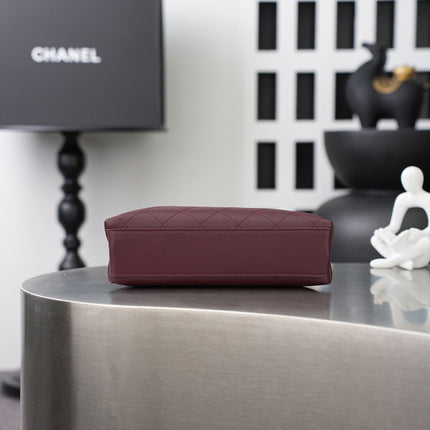CHANEL 26S SHOPPING BAG MEDIUM 23 IN BURGUNDY RED LAMBSKIN GOLD HARDWARE