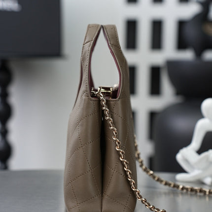 CHANEL 26S SHOPPING BAG MEDIUM 23 IN BROWN LAMBSKIN GOLD HARDWARE