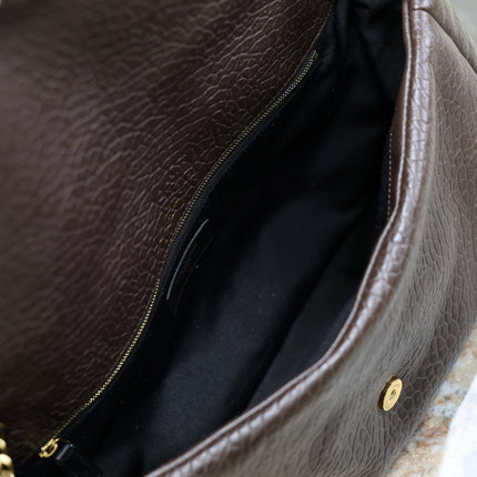 YSL 25S CALYPSO GM 38 IN DARK CHOCOLATE CALFSKIN GOLD HARDWARE