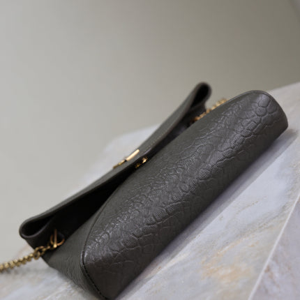 YSL 25S CALYPSO MINI 19 IN CHARCOAL GRAY LAMBSKIN GOLD HARDWARE