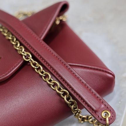 YSL 25S CALYPSO MINI 19 IN BURGUNDY CALFSKIN GOLD HARDWARE