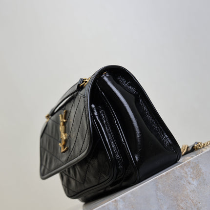 YSL 25S NIKI BAG 22 IN BLACK GLOSSY CALFSKIN GOLD HARDWARE