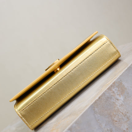 YSL 25S KATE BAG 20 IN GOLD METALLIC CALFSKIN GOLD HARDWARE