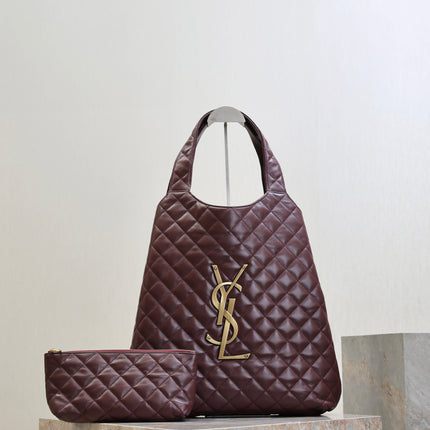 YSL 25S ICARE 27 IN ROUGE CABERNET QUILTED CALFSKIN GOLD HARDWARE