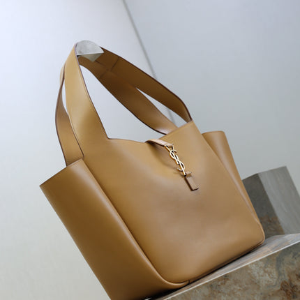 YSL 25S LE 5 À 7 BEA 50 IN DARK CARAMEL CALFSKIN GOLD HARDWARE