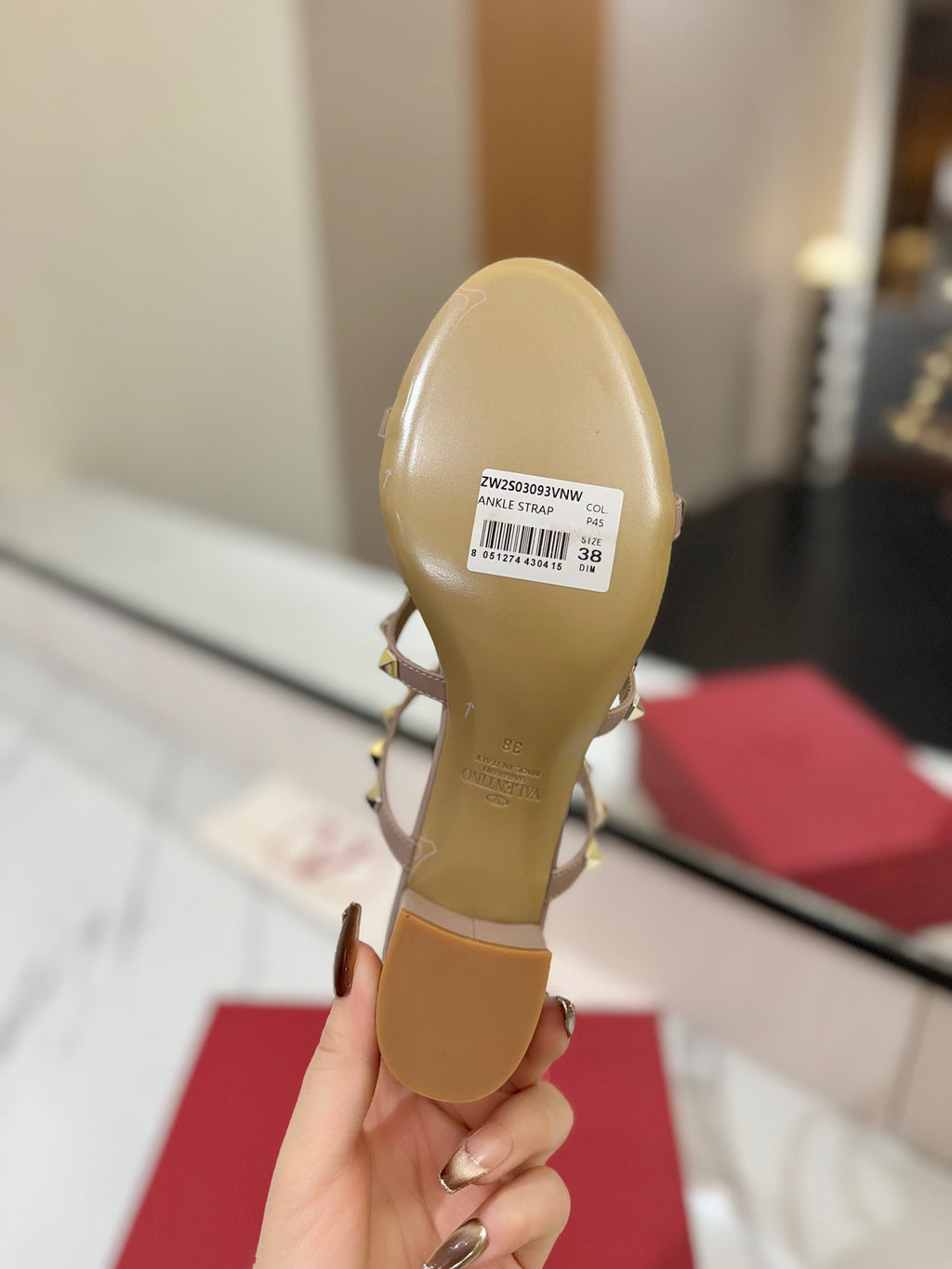 VALENTINO 26S HEELED SANDALS 60 MM IN NUDE CALFSKIN WITH GOLD STUDS