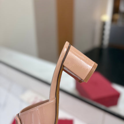 VALENTINO 26S HIGH-HEEL SANDALS 60 MM IN NUDE PINK PATENT CALFSKIN