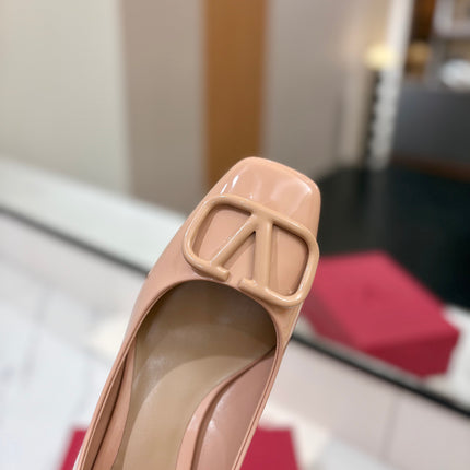 VALENTINO 26S MARY JANE HEELS 60 MM IN NUDE PATENT CALFSKIN