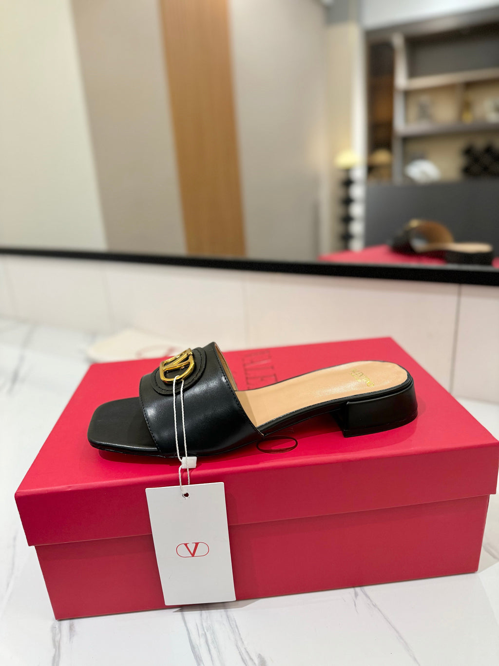 VALENTINO 26S SANDALS IN BLACK SMOOTH CALFSKIN WITH GOLD HARDWARE