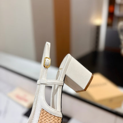 VALENTINO 26S HEELED SLINGBACKS 60 MM IN WHITE AND BROWN CALFSKIN