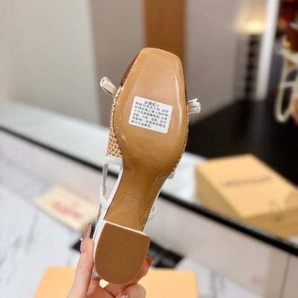 VALENTINO 26S HEELED SLINGBACKS 60 MM IN WHITE AND BROWN CALFSKIN