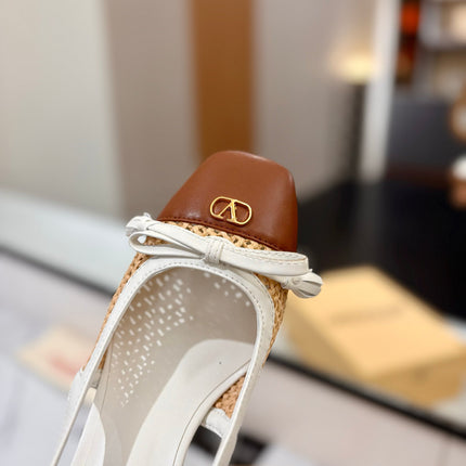 VALENTINO 26S HEELED SLINGBACKS 60 MM IN WHITE AND BROWN CALFSKIN