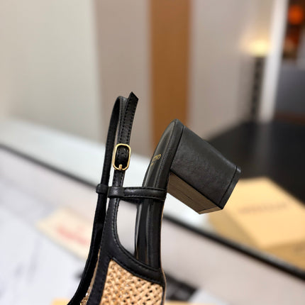 VALENTINO 26S HEELED SLINGBACKS 60 MM IN BLACK AND BROWN CALFSKIN