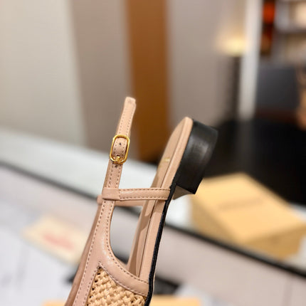 VALENTINO 26S SLINGBACK FLATS IN BEIGE AND BURGUNDY CALFSKIN