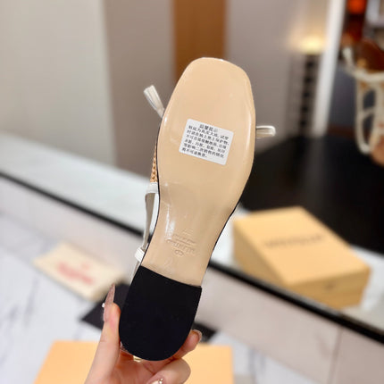 VALENTINO 26S SLINGBACK FLATS IN WHITE AND BROWN CALFSKIN