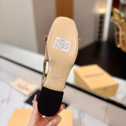 VALENTINO 26S SLINGBACK FLATS IN METALLIC GOLD CALFSKIN