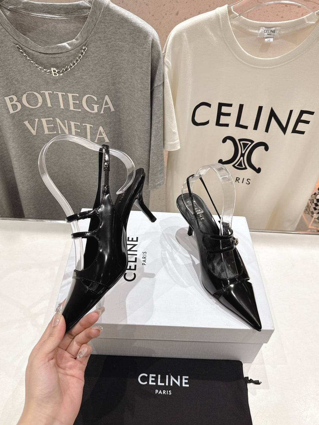 JUDY DOUBLE STRAP MARY JANE SLINGBACK 65MM IN BLACK SMOOTH AND PATENT CALFSKIN