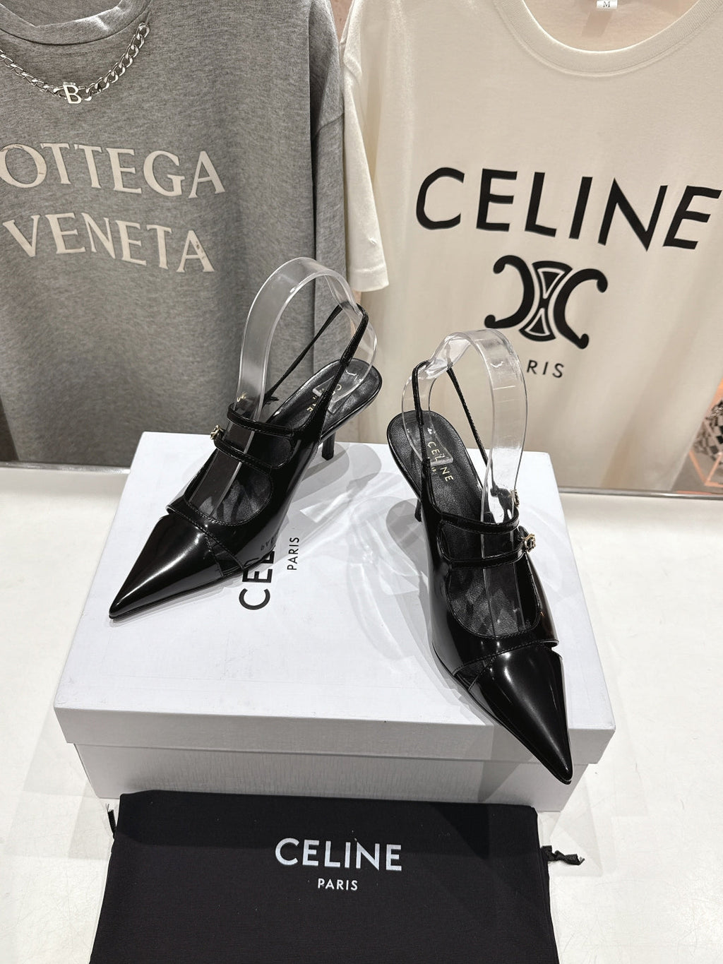 JUDY DOUBLE STRAP MARY JANE SLINGBACK 65MM IN BLACK SMOOTH AND PATENT CALFSKIN