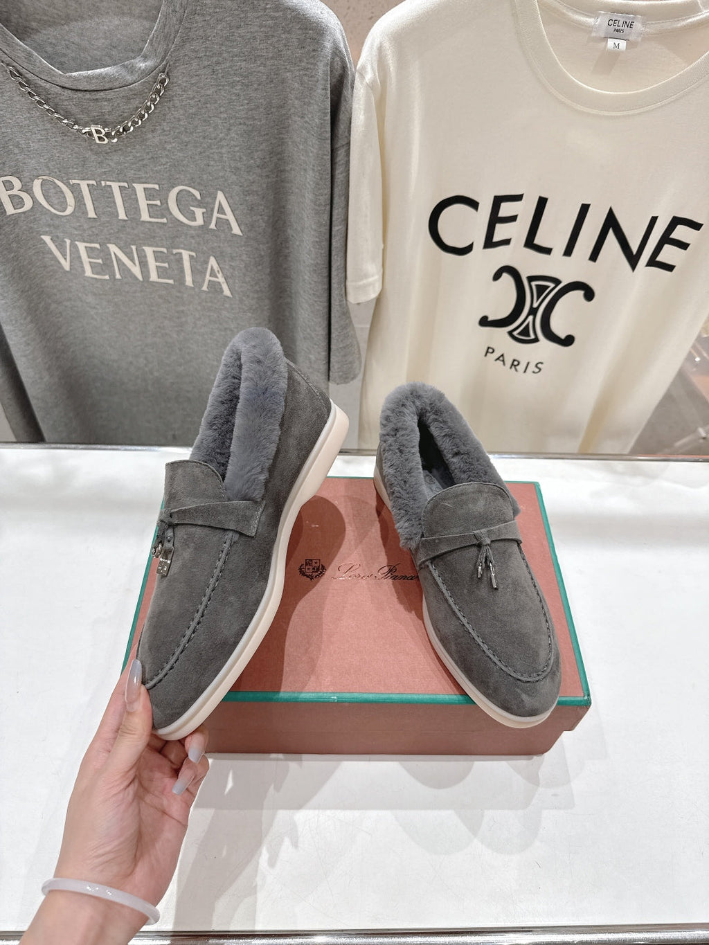 LP 25S SUMMER CHARMS WALK LOAFERS IN LIGHT CHARCOAL SUEDE AND FLEECE