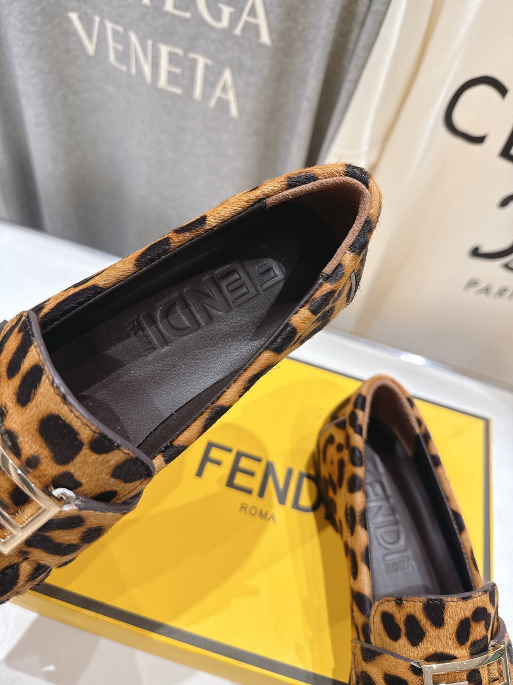FENDI 25S LOAFERS IN LEOPARD PRINT CALFSKIN HAIR LEATHER