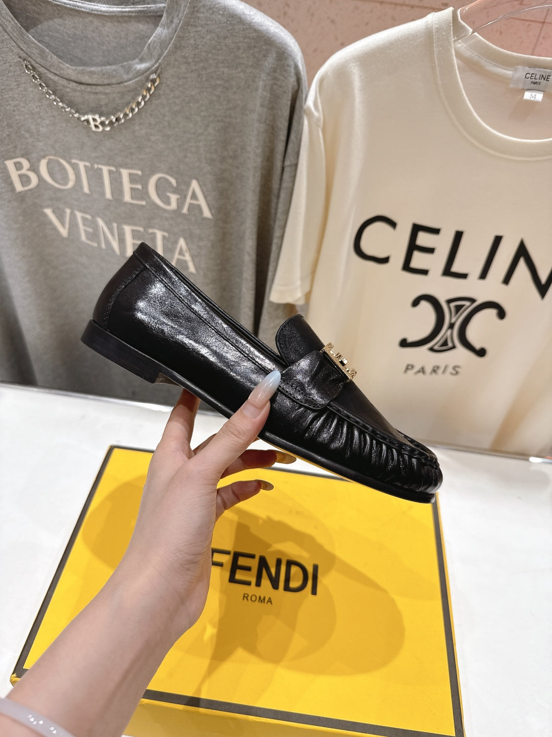 FENDI 25S LOAFERS IN BLACK CALFSKIN